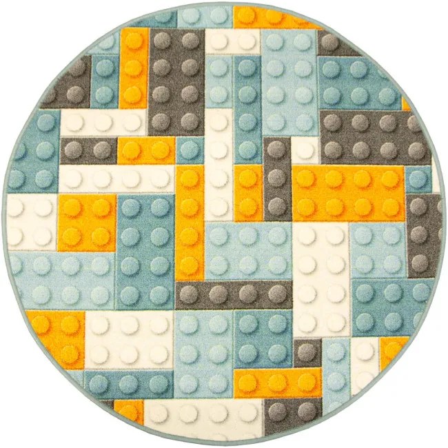 Detský koberec kocky lego orange kruh