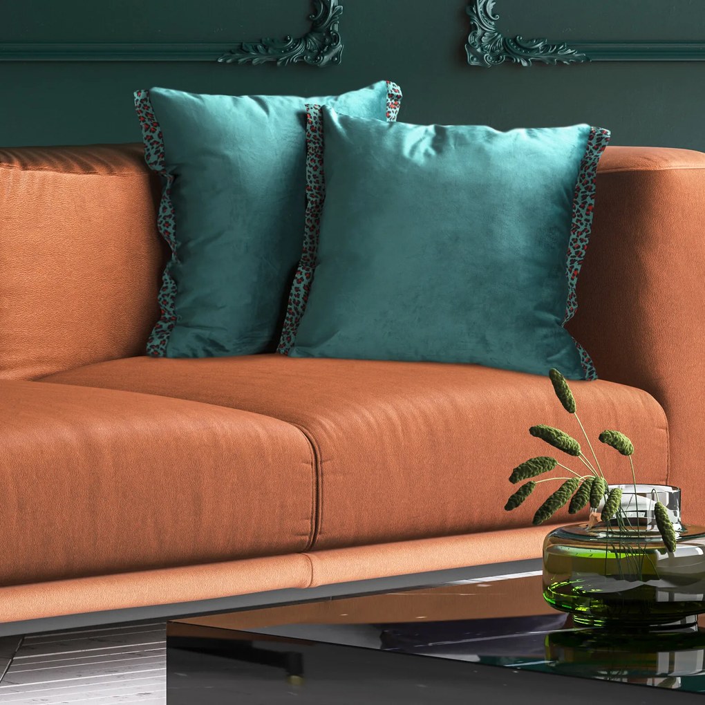 DEKORAČNÁ OBLIEČKA NA VANKÚŠ EMA45X45 CM TMAVOTYRKYSOVÁ