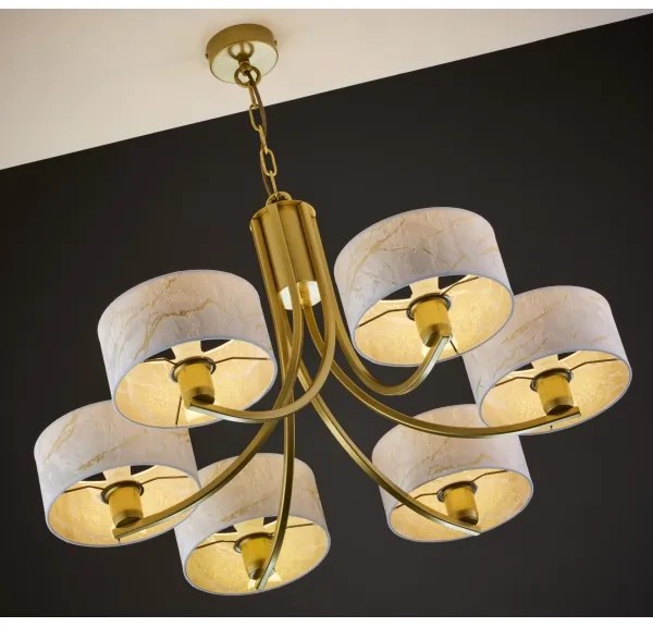 Jupiter 2098 - Luster na reťazi ARTHUR 6xE27/15W/230V biela/zlatá/mramorový dekor