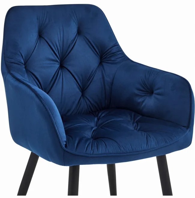 Set dvoch jedálenských stoličiek JORK zamatové, tmavomodré (čierne nohy) 2 ks