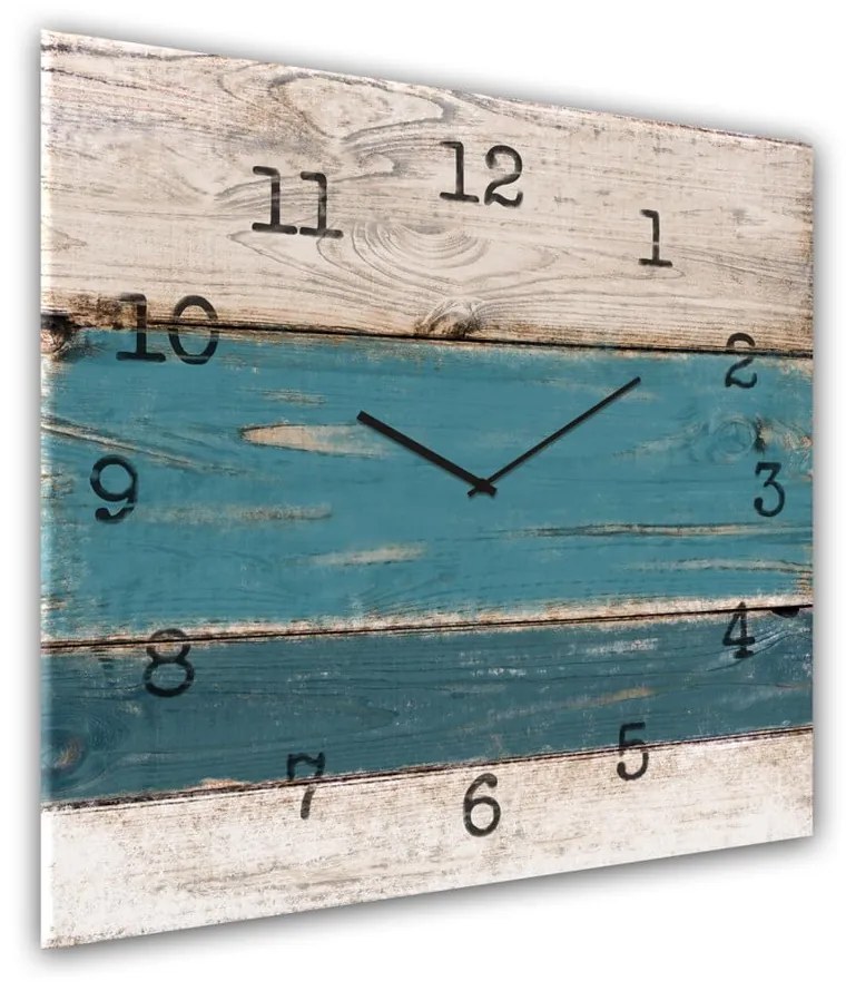 Nástenné hodiny Styler Glassclock Blue Wood, 30 × 30 cm