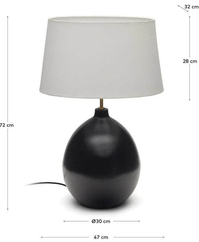Čierno-biela stolová lampa s textilným tienidlom (výška 72 cm) Foixa – Kave Home