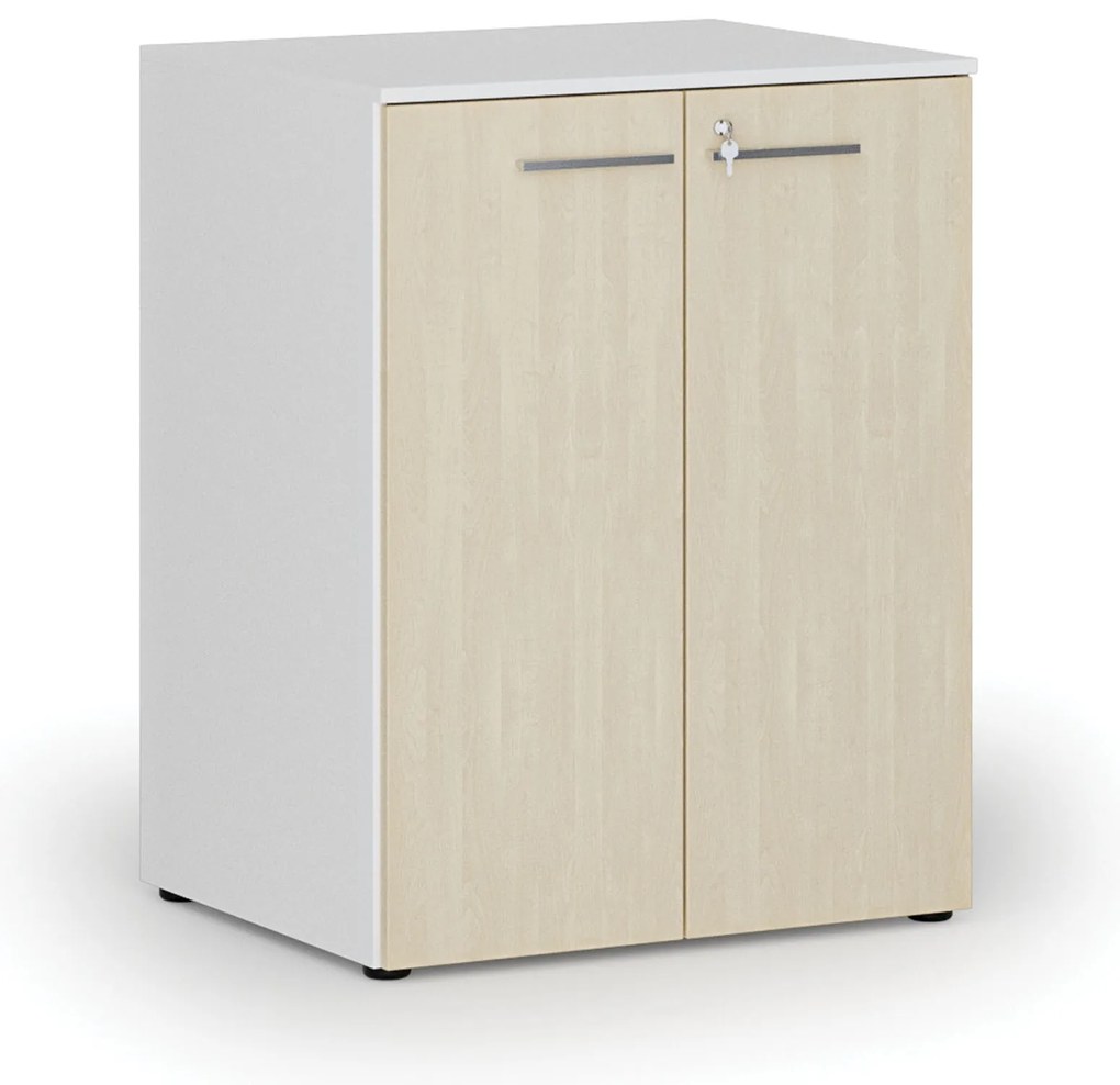 Kancelárska skriňa s dverami PRIMO WHITE, 2 police, 800 x 640 x 1027 mm, biela/breza