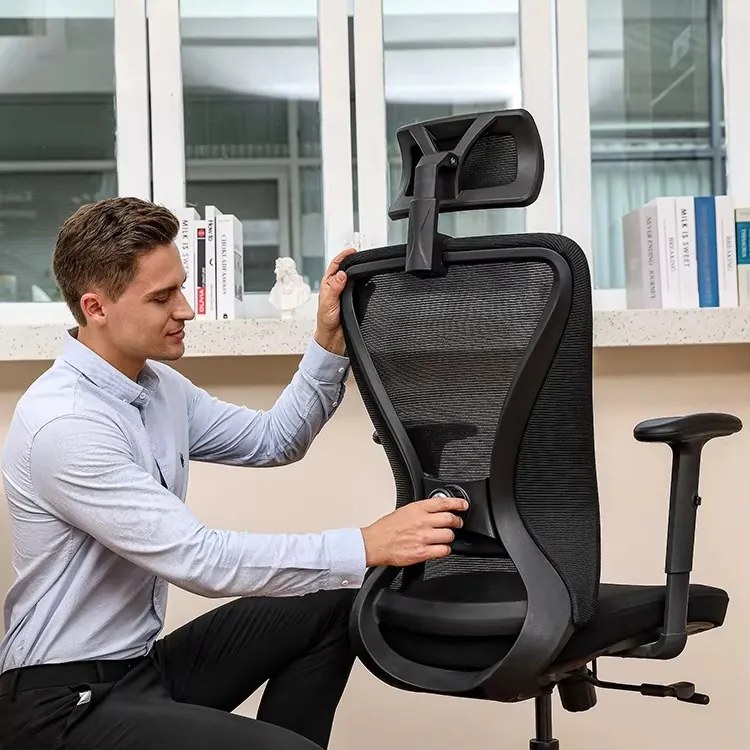 Kancelárska ergonomická stolička Neoseat NICOLE — sieť / látka, čierna, nosnosť 150 kg