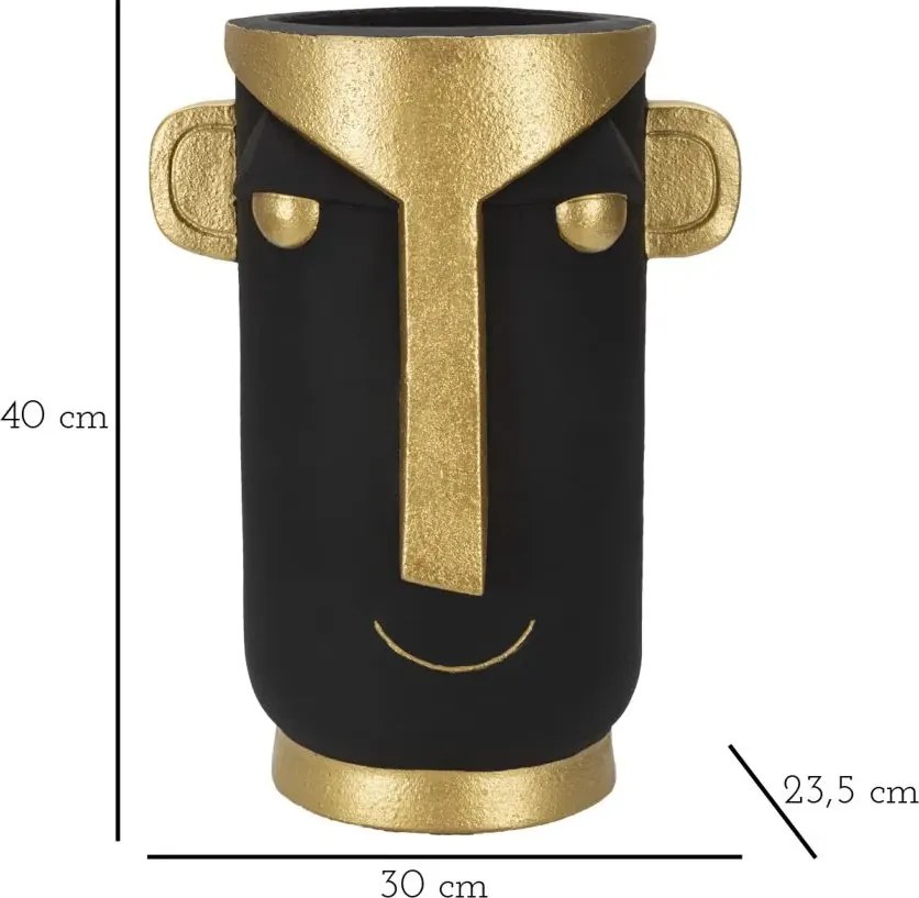 Váza Kmeňová 40 cm čierna/zlatá