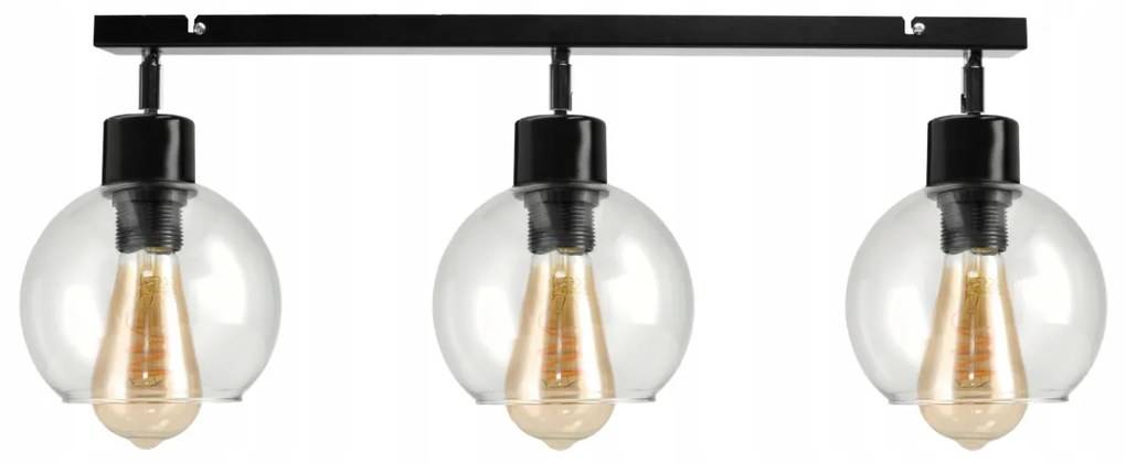 BERGE LED nastaviteľné stropné svietidlo 3xE27 LOFT - priehľadná guľa