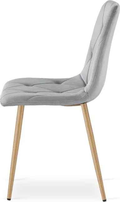 Set troch jedálenských stoličiek LIBRA zamatové, svetlosivé / hnedé nohy (3 ks)