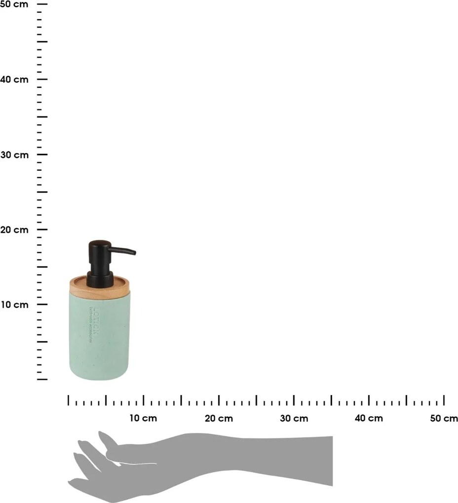 Dávkovač mydla Loudis, mätová/s drevenými a čiernymi prvkami, 280 ml
