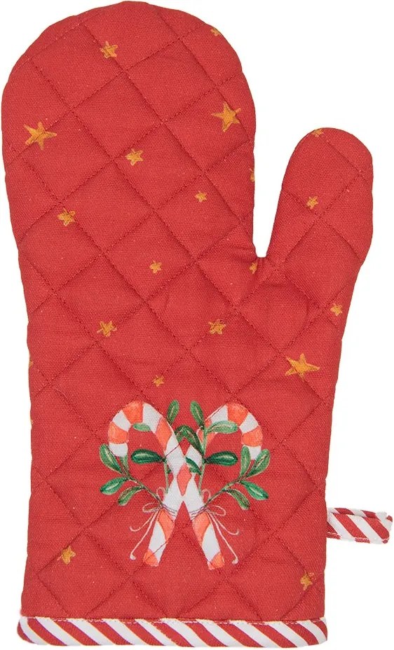 Bielo-červená bavlnená chňapka so luskáčikmi Happy Little Christmas - 18*30 cm