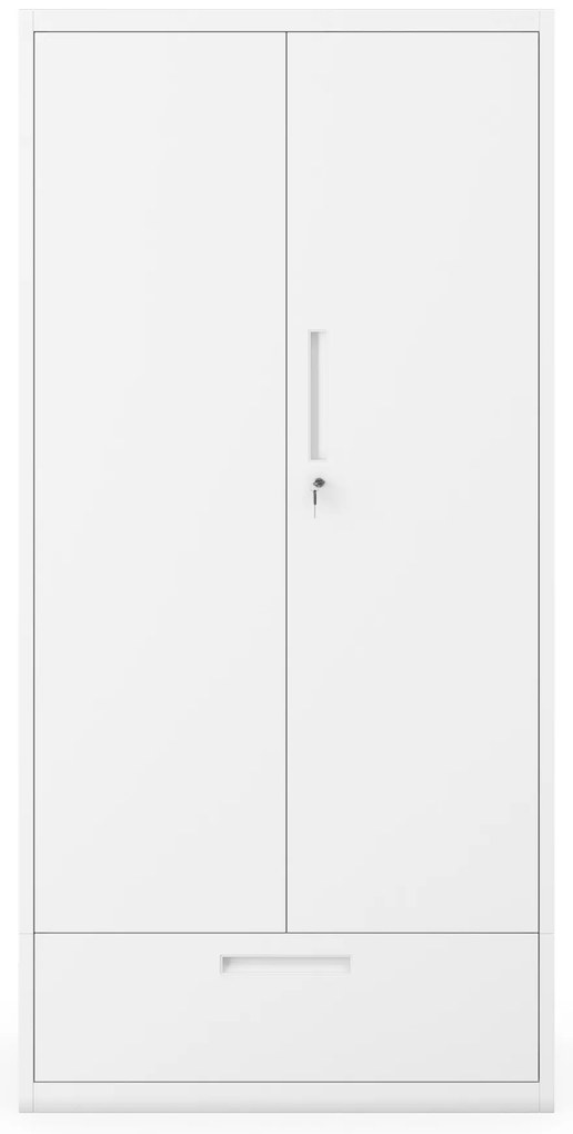 Kovová skriňa MEGAN – biela, jednoduchá zásuvka, 185 cm