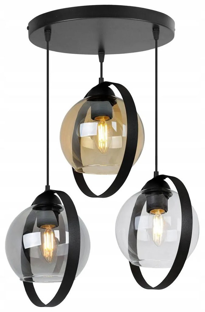 Závesné svietidlo Haga Ring, 3x sklenené tienidlo (výber z 3 farieb), (výber z 3 farieb uchytenia), o