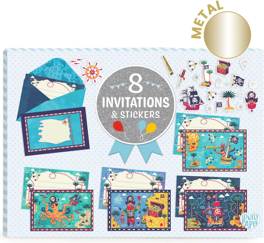 Súprava pozvánok na detskú oslavu – piráti