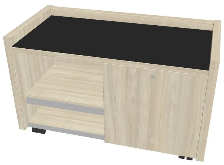 Mobilný kontajner Verno 100 x 50 cm so sklom, pravý, agát / čierna