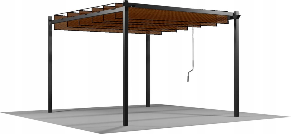Garden Line ZÁHRADNÁ PERGOLA S POHYBLIVÝMI POLYKARBONÁTOVÝMI LAMELAMI 3 x 3 M HNEDÁ *4016