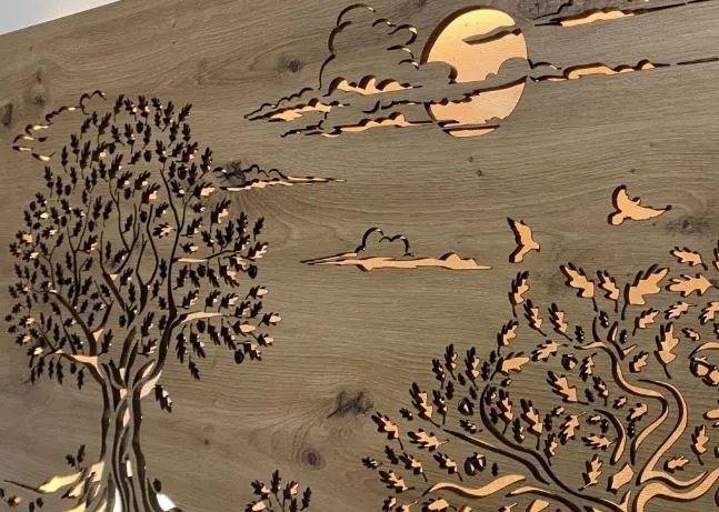 Led obraz strom Tri duby na batériu