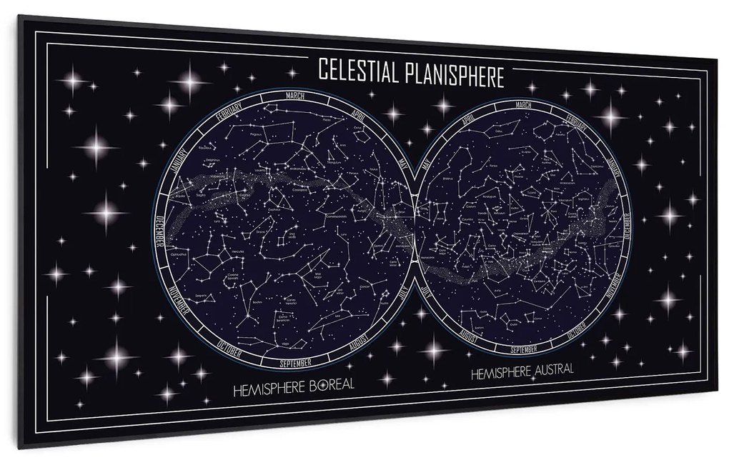 Klarstein Wonderwall Air Art Smart, infračervený ohrievač, 120 x 60 cm, 700 W, mapa oblohy