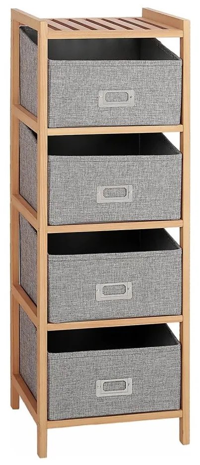 Policový regál s boxami REG 83x28 cm béžová