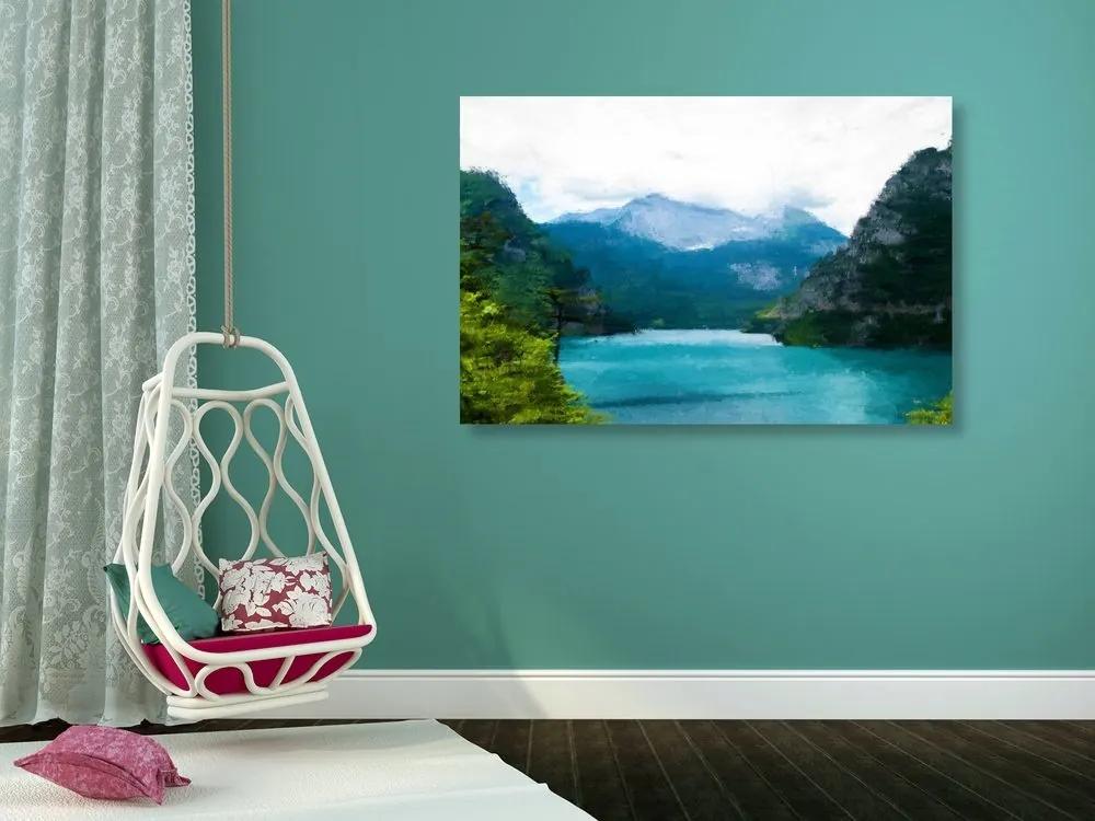 Obraz maľované horské jazero - 120x80