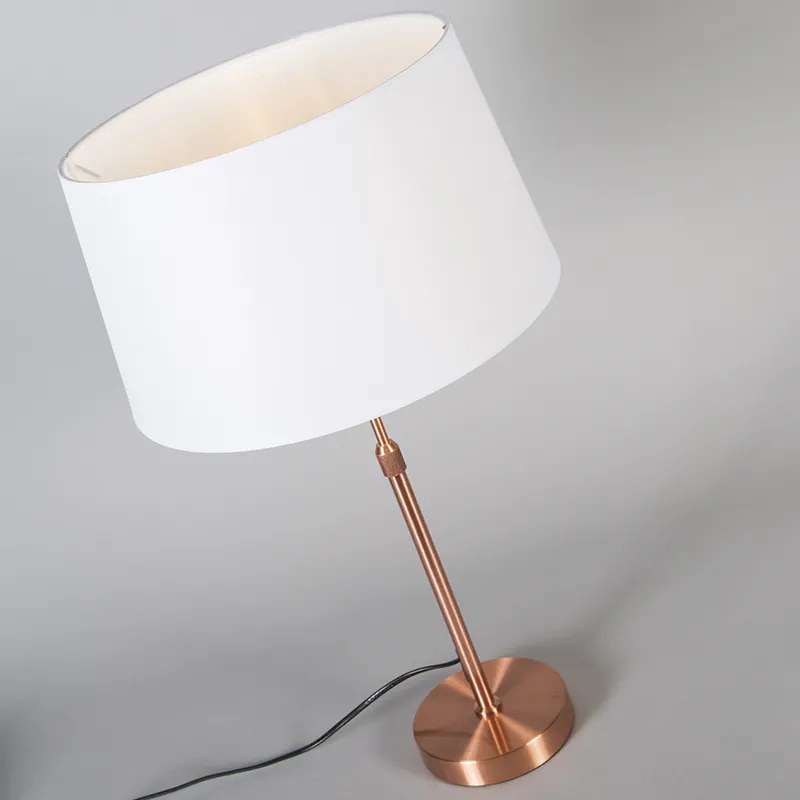 Stolová lampa medená s tienidlom biela 35 cm nastaviteľná - Parte