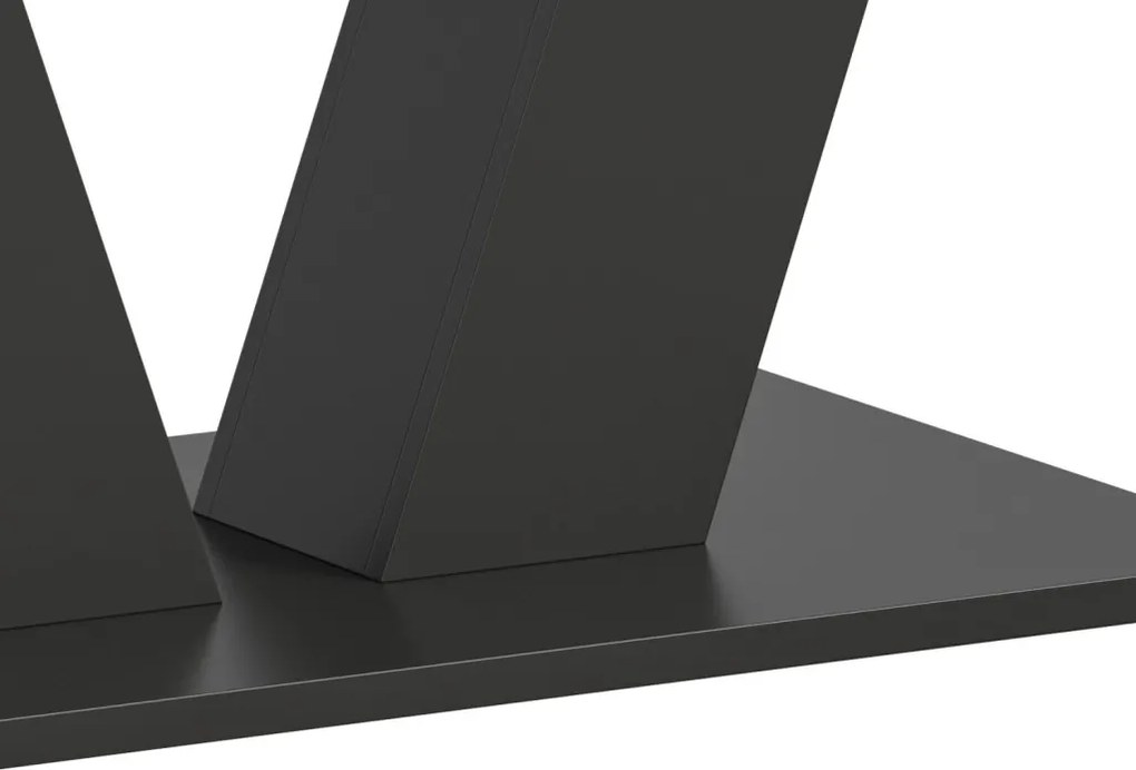 Rozkladací jedálenský stôl Moteon 150x90 cm, sivý/sivý, podnož V