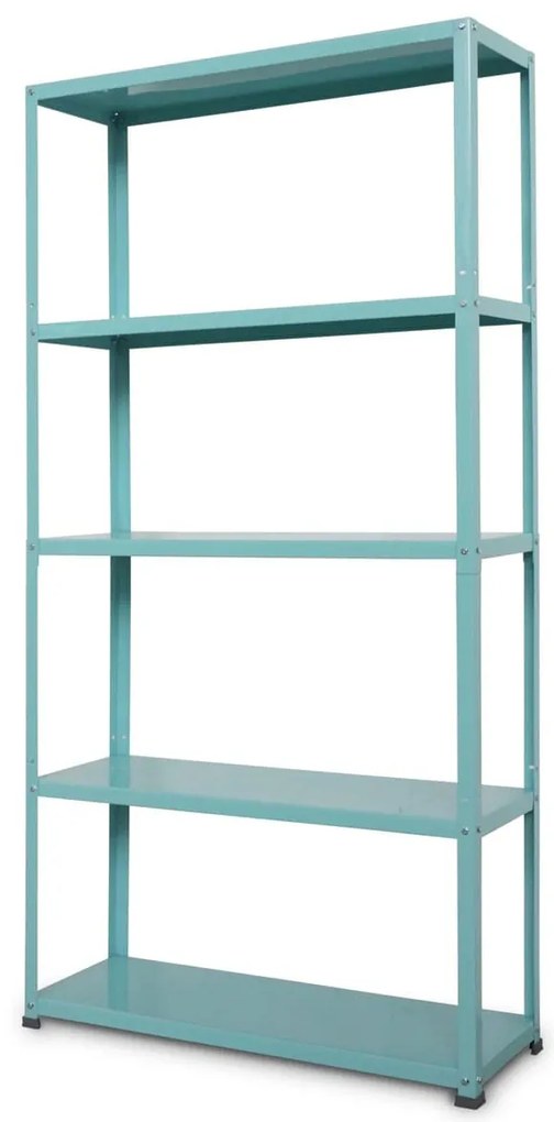 Svetlo modrý skrutkový kovový regál 180x90x30, 5 políc, nosnosť 80 kg na jednu policu