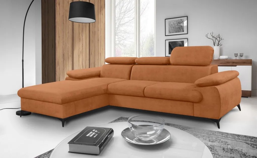 Rohová sedacia súprava Scala, hrdzavá látka, ľavý roh