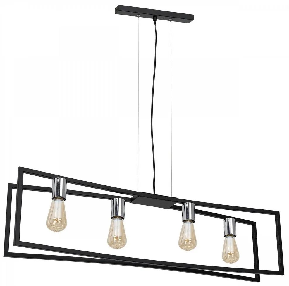 Luster na lanku TUNJA 4xE27/60W/230V čierna/chróm
