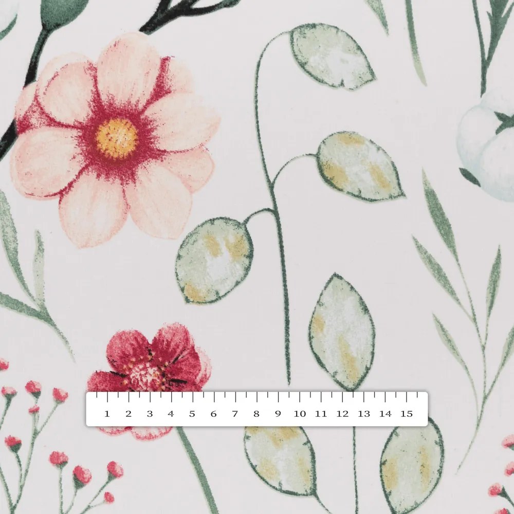 Biante Bavlnený oválny obrus Sandra SA-747 Lúčne kvety na bielom 50x100 cm