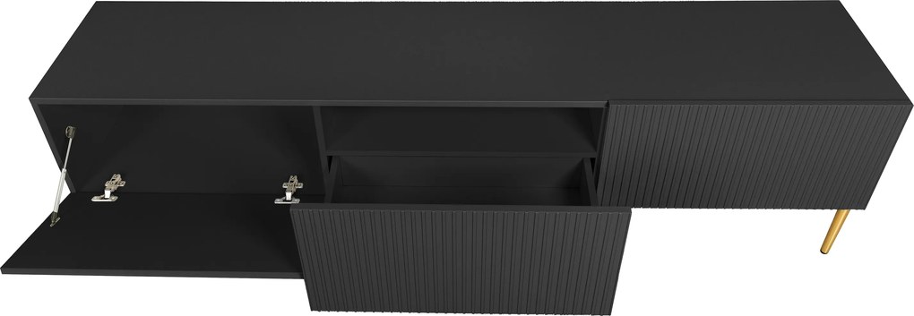 TV skrinka Nicole 200 cm - čierny mat / zlatá