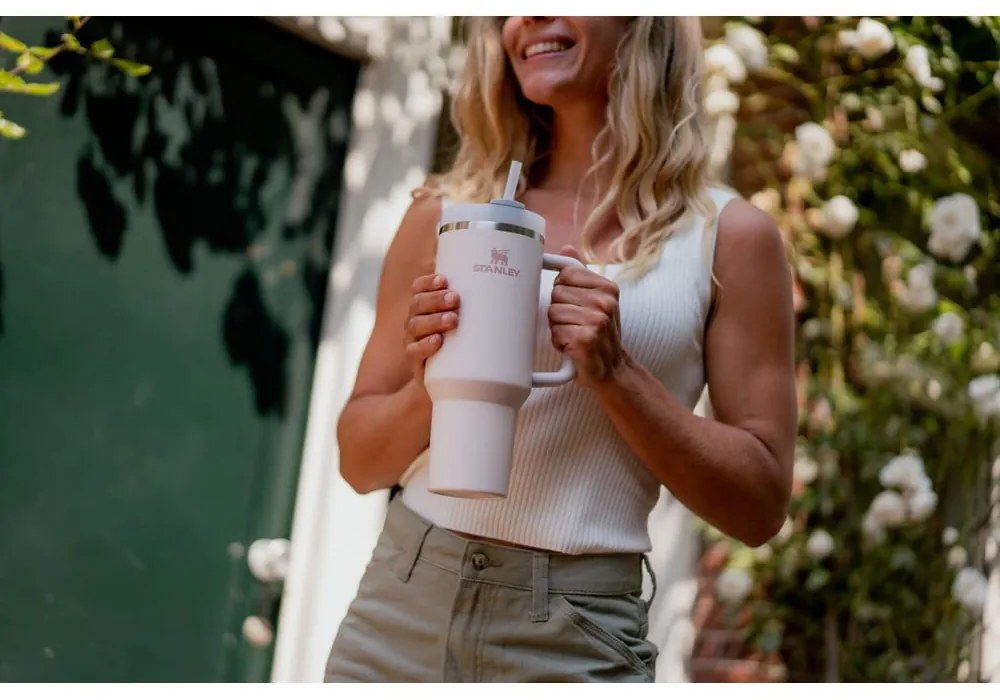 Svetloružová termoska so slamkou z nehrdzavejúcej ocele 1,18 l Quencher H2.0 FlowState Tumbler Rose Quartz – Stanley