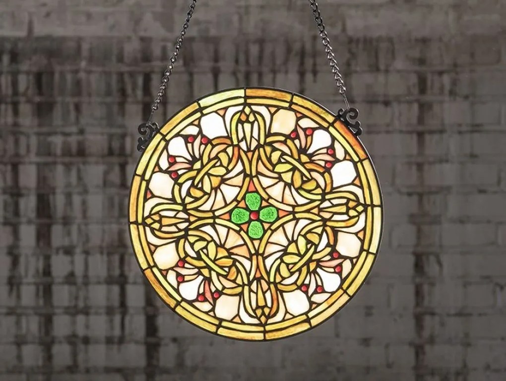 Sklenený okrúhly závesný Tiffany panel - Ø 30*1 cm