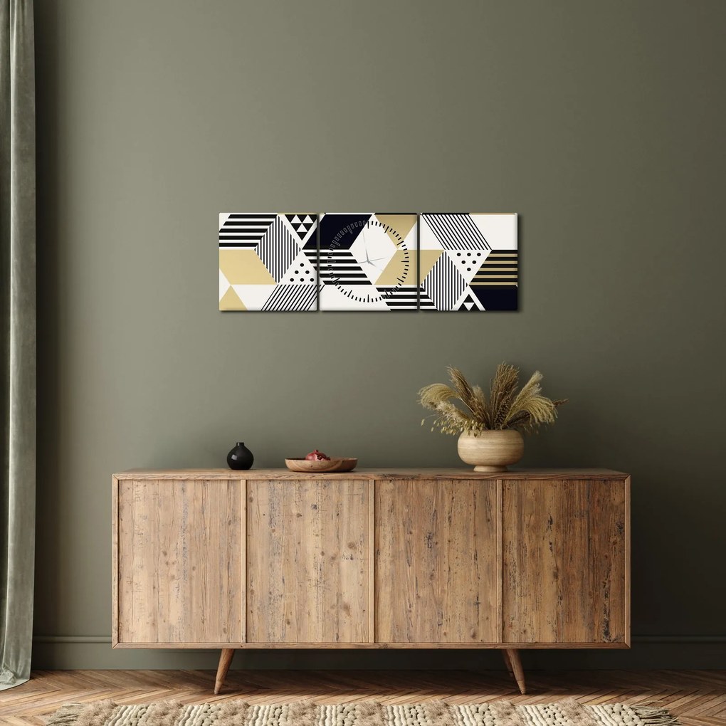 Obraz - Geometrické tvary N⁰1 (s hodinami) (90x30 cm)