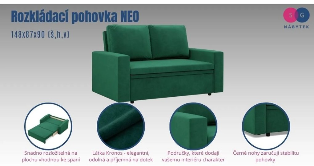 Rozkladacia pohovka NEO - rovný bok - Kronos Modrá
