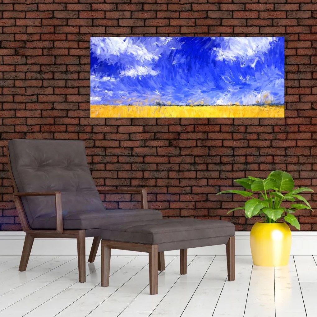 Obraz - Olejomaľba, Zlaté pole (120x50 cm)