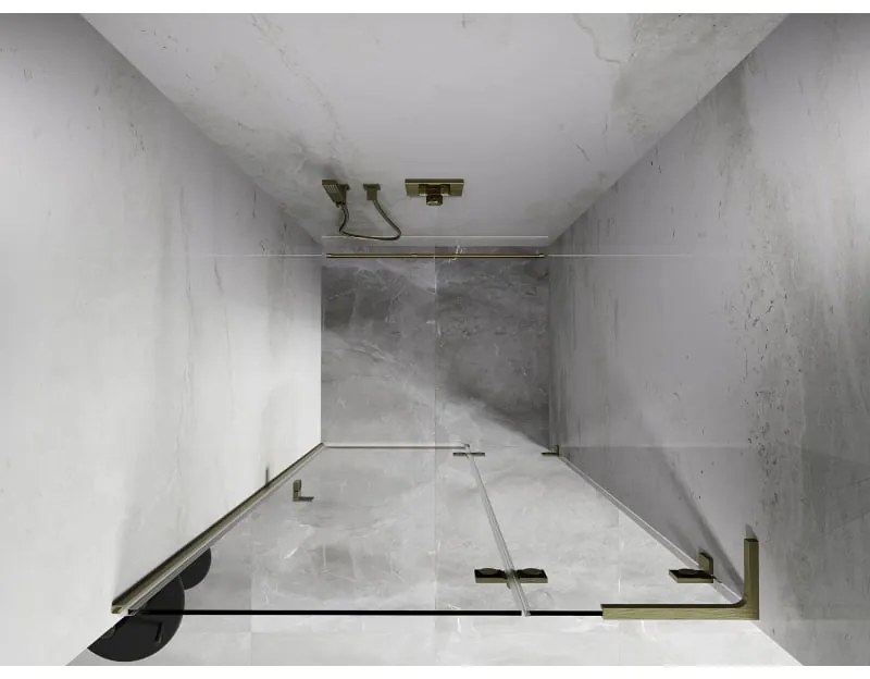 Mexen, Mexen Lunar L výklopné pravé sprchové dvere 115 cm, transparentné, brúsené zlaté - 834L-115-000-55-00-P