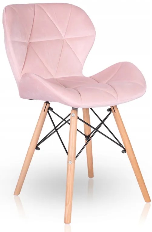 Jedálenská stolička SKY ružová - škandinávsky štýl