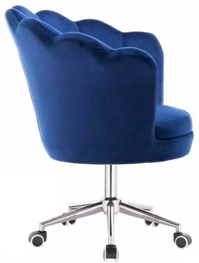 LuxuryForm DESIGN Kreslo FREY VELUR na striebornej podstave s kolieskami - modré