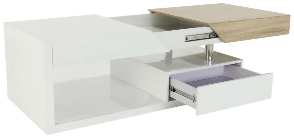 Kondela Konferenčný stolík, biely lesk/dub sonoma, MELIDA