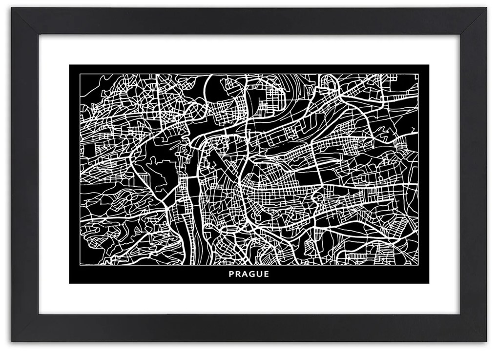 Gario Plagát City plan Prague Farba rámu: Bez rámu, Rozmery: 90 x 60 cm