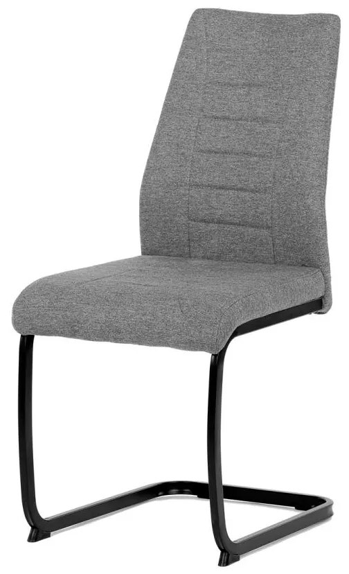 Jedálenská stolička DCL-438 GREY2, strieborná šedá látka, čierne kovové nohy