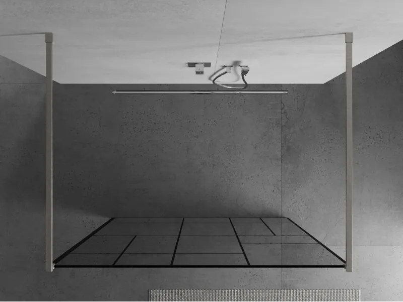 Mexen Kioto, sprchová zástena Walk-In 120 x 200 cm, 8mm sklo čierny vzor, brúsená oceľ profil, 800-120-002-97-78