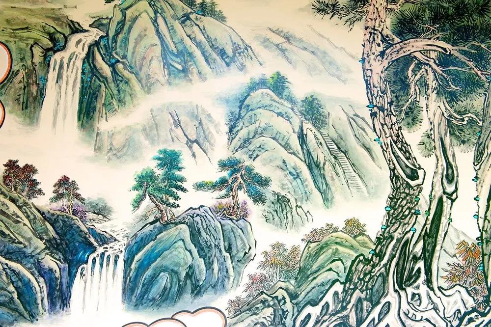 Samolepiaca tapeta čínska krajinomaľba - 375x250