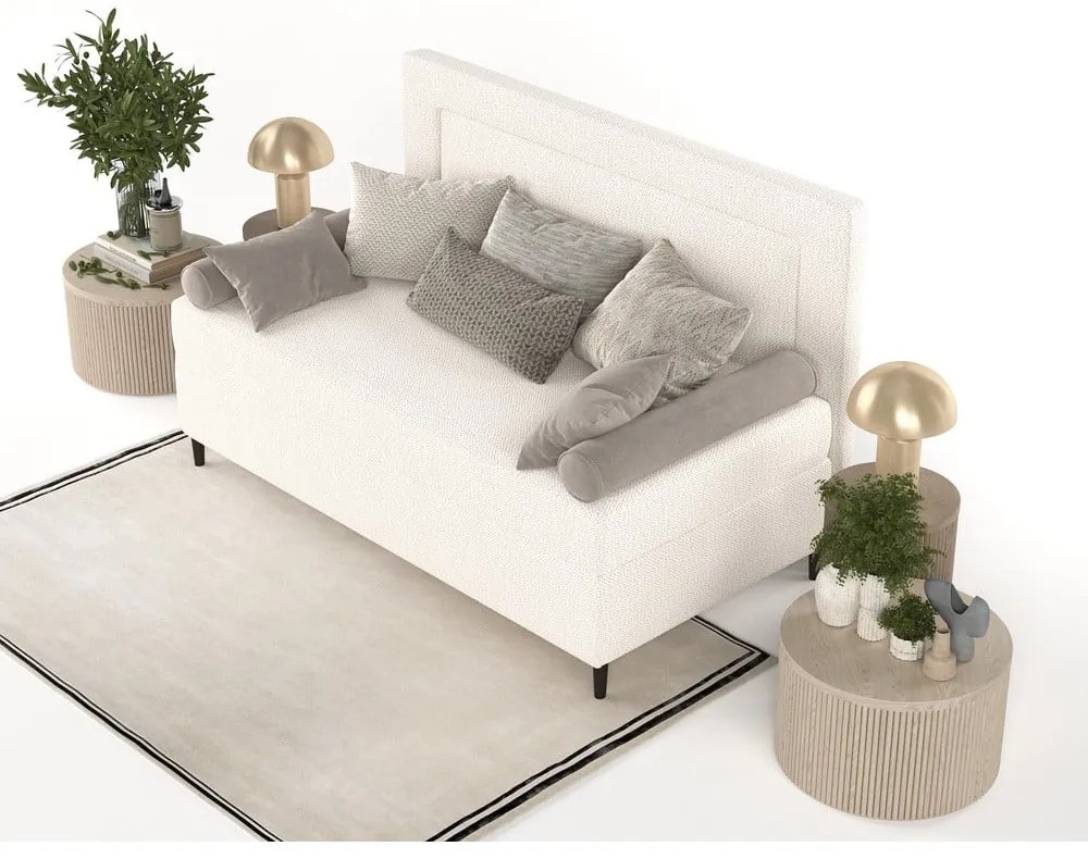 Krémovobiela čalúnená jednolôžková posteľ 100x200 cm Alba – Maison de Rêve