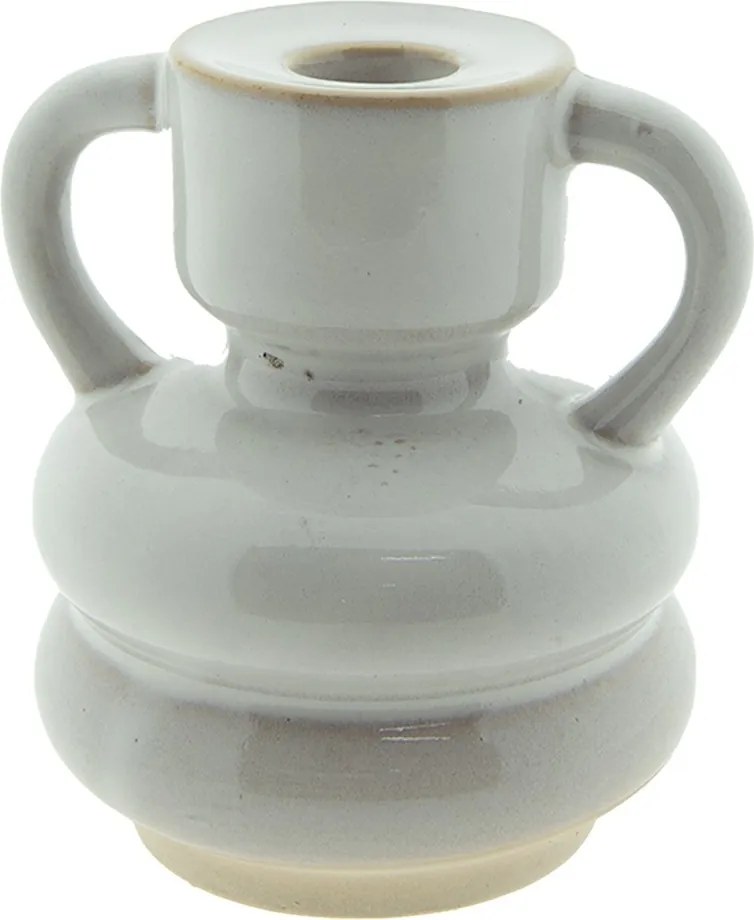 Béžový porcelánový svietnik na úzku sviečku Chrie - Ø 9*9 cm