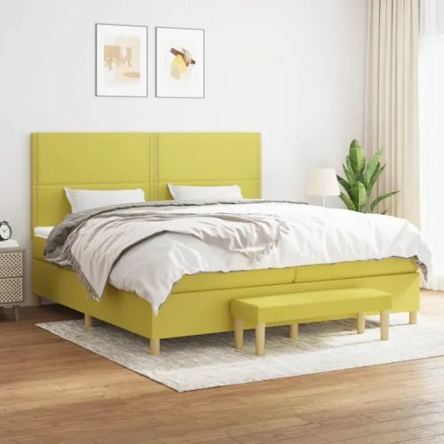vidaXL Boxspring posteľ s matracom svetlozelená 200x200 cm látka-