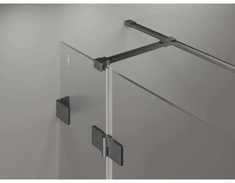 Mexen Lunar T, sklápací sprchový kút ľavý 115 x 100 cm, 8mm číre sklo, profil grafit brúsený, 834T-115-100-66-00-L