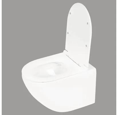 Sada závesného WC Differenz hlboké splachovanie bez splachovacieho okraja lesklá biela s WC sedátkom 38.500.04