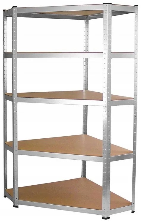 Kovový rohový regál 180x90x40cm, 5 políc, nosnosť 875 kg