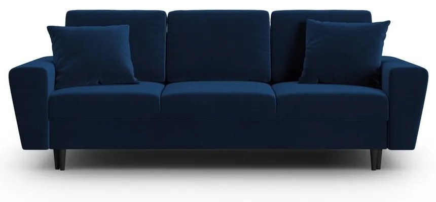 Modrá zamatová rozkladacia/s úložným priestorom pohovka 235 cm Kyoto – Cosmopolitan Design