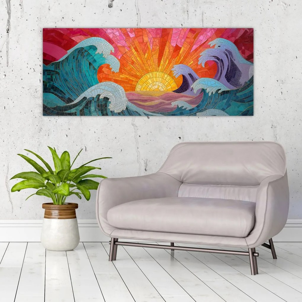 Obraz - Mozaika vĺn (120x50 cm)